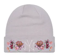 Czapki damskie - Czapka zimowa damska NEW ERA NY Yankees Floral Cuff Knit Beanie beżowa - miniaturka - grafika 1