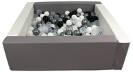 Suche baseny - Kwadratowy suchy basen z ekoskóry z 300 piłeczkami (biały, szary/czarny, biały, transparentny, srebrny) - miniaturka - grafika 1