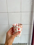 Kubki - Kubek porcelanowy nakrapiany pomarańczowy MARE - miniaturka - grafika 1