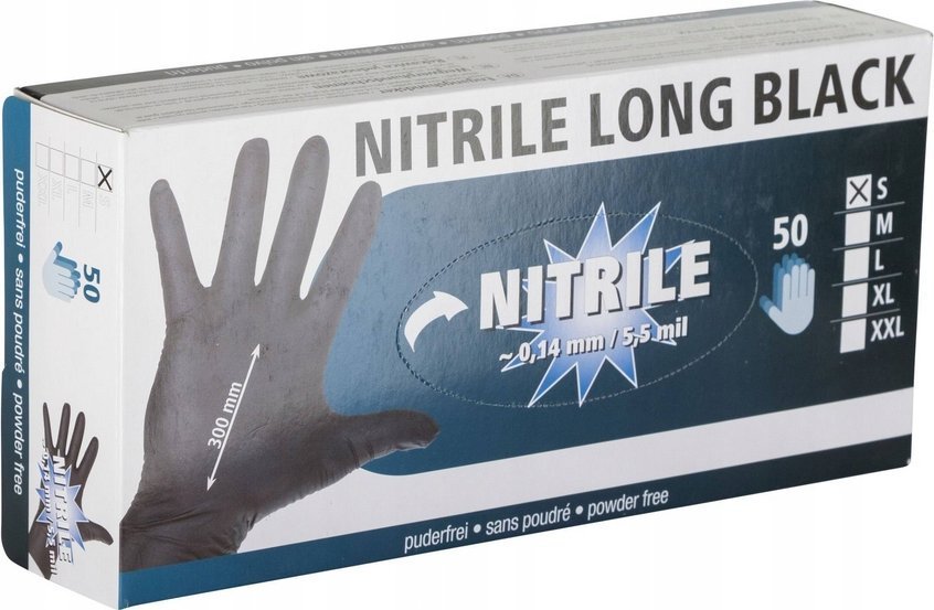 Kerbl Rękawice nitrylowe Nitryle Long Black M 50szt.
