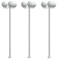 Lampy ogrodowe - Stojące lampy ogrodowe, 3 szt, srebrne, 215 cm, stal nierdzewna - miniaturka - grafika 1