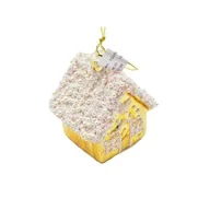 Ozdoby bożonarodzeniowe - Zawieszka szklana domek 6,8 x 9 cm złoty - miniaturka - grafika 1