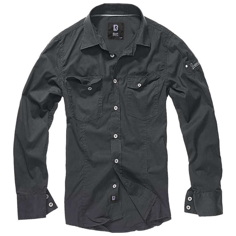 Brandit Koszula Z Długim Rękawem Slim Fit Czarna - 6Xl