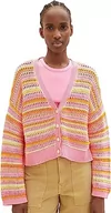 Swetry damskie - TOM TAILOR Denim Damski 1036500 kardigan kardigan dziergany, 31884-Pink wielokolorowy Stripe, L, 31884 - Pink Multicolor Stripe, L - miniaturka - grafika 1