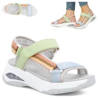 Sandały damskie - 39 Rieker Sandały Damskie Sportowe Turystyczne na Rzepy Wygodne Kolorowe - miniaturka - grafika 1