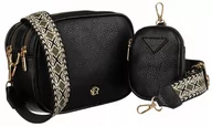 Torebki damskie - Mała listonoszka damska miejska torebka crossbody z portmonetką skóra ekologiczna Rovicky, czarny - miniaturka - grafika 1