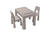 Zestawy mebli dla dzieci - TEGGI MEBLE DZIECIĘCE STOLIK 2 KRZESŁA MULTIFUN BEŻ - miniaturka - grafika 1