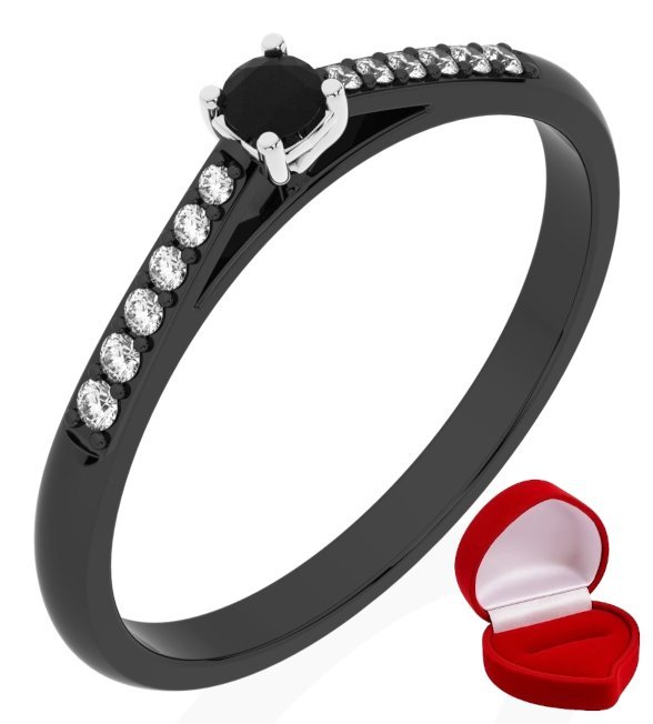 ZŁOTY PIERŚCIONEK ZARĘCZYNOWY 585 14k BRYLANT CZ. 0,06 ct CZARNE ZŁOTO R12