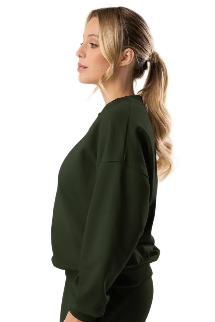Bawełniana bluza dresowa z długim rękawem Babell kod 3009 ciemnozielona XL