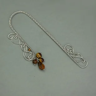 Zakładka do książki metalowa tygrysie oko ozdobna wire wrapping - Zakładki do książek - miniaturka - grafika 1