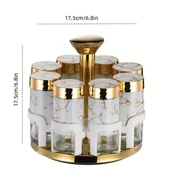 Inne - TEMU 8-częściowy zestaw szklanych słoików na przyprawy, obrotowy pojemnik na przyprawy z wieloma przegródkami, solniczki i pieprzniczki, kuchenny - miniaturka - grafika 1