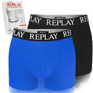 Majtki męskie - Replay Bokserki Męskie Majtki 2 sztuki Bawełna Czarne Kolor Logo Roz. XL - miniaturka - grafika 1