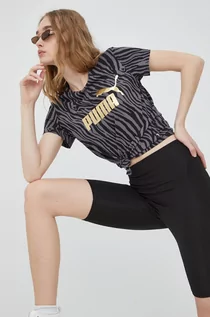 Koszulki i topy damskie - Puma t-shirt bawełniany kolor czarny - grafika 1