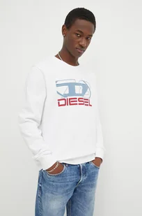 Diesel bluza S-GINN-K43 męska kolor biały z nadrukiem A12508.0HAYT - Bluzy męskie - miniaturka - grafika 1