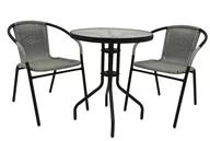 Meble ogrodowe - ZESTAW MEBLI OGRODOWYCH NA BALKON TARAS BERGO STÓŁ + 2x KRZESŁO - miniaturka - grafika 1