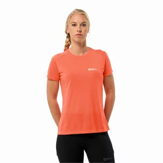 Koszulki i topy damskie - Damski t-shirt Jack Wolfskin VONNAN S/S T W digital orange - M - grafika 1