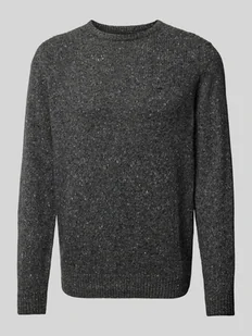 Sweter z dzianiny z mieszanki wełny z okrągłym dekoltem - Swetry męskie - miniaturka - grafika 1