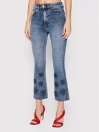 Spodnie damskie - Desigual Jeansy Cala 22SWDD25 Granatowy Cropp Flare Fit - miniaturka - grafika 1