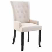 Krzesła - vidaXL Krzesło jadalniane z podłokietnikami, beżowe, materiałowe - miniaturka - grafika 1