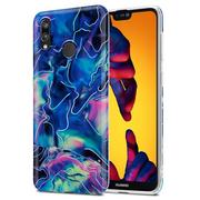 Etui i futerały do telefonów - Pokrowiec Etui Do Huawei P20 LITE 2018 / NOVA 3E w Niebiesko Różowy Marmur No. 17 Obudowa Case Cover Silikon Plecki Cadorabo - miniaturka - grafika 1