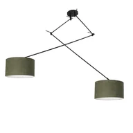 Lampy sufitowe - QAZQA Lampa wisząca regulowana czarna klosz zielony 35cm - Blitz II - miniaturka - grafika 1
