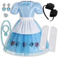 Stroje karnawałowe - Strój Przebranie Sukienka Alicja W Krainie Czarów Karnawał Bal 140 146 Cm Zestaw - miniaturka - grafika 1