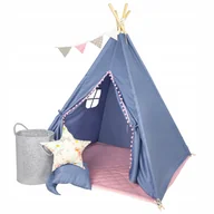 Namioty i tipi dla dzieci - 4iQ Szaro Różowy Namiot Tipi Królik + Poduszki - miniaturka - grafika 1