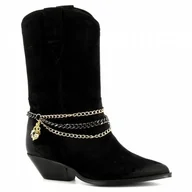 Botki damskie - Czarne kowbojki zamszowe krótkie CARINII - Carinii - miniaturka - grafika 1