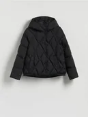Kurtki damskie - Reserved - Pikowana kurtka z kapturem - czarny - miniaturka - grafika 1