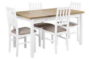 Stoły z krzesłami - Stół rozkładany z 4 krzesłami komplet do kuchni jadalni X006 Biały/Dąb Grandson - miniaturka - grafika 1