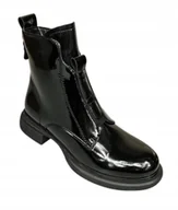 Botki damskie - Botki trzewiki czarne damskie skóra lakier Cambell 24-98300BKP modne r.40 - miniaturka - grafika 1