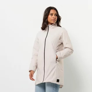 Kurtki damskie - Damski płaszcz przeciwdeszczowy Jack Wolfskin TEXTOR COAT W sea shell - S - grafika 1