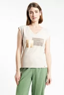 Koszulki i topy damskie - T-shirt damski z nadrukiem - Monnari - miniaturka - grafika 1