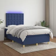 Łóżka - Lumarko Łóżko kontynentalne z materacem, niebieskie 120x200 cm, tkanina - miniaturka - grafika 1