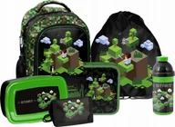 Plecaki szkolne i tornistry - Plecak szkolny tornister 1-3 klasa Minecraft dla chłopca czarny zestaw 6 el - miniaturka - grafika 1