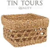 Dekoracje domu - KWADRATOWY AŻUROWY KOSZ Z TRAWY MORSKIEJ 25x25x17 cm - miniaturka - grafika 1