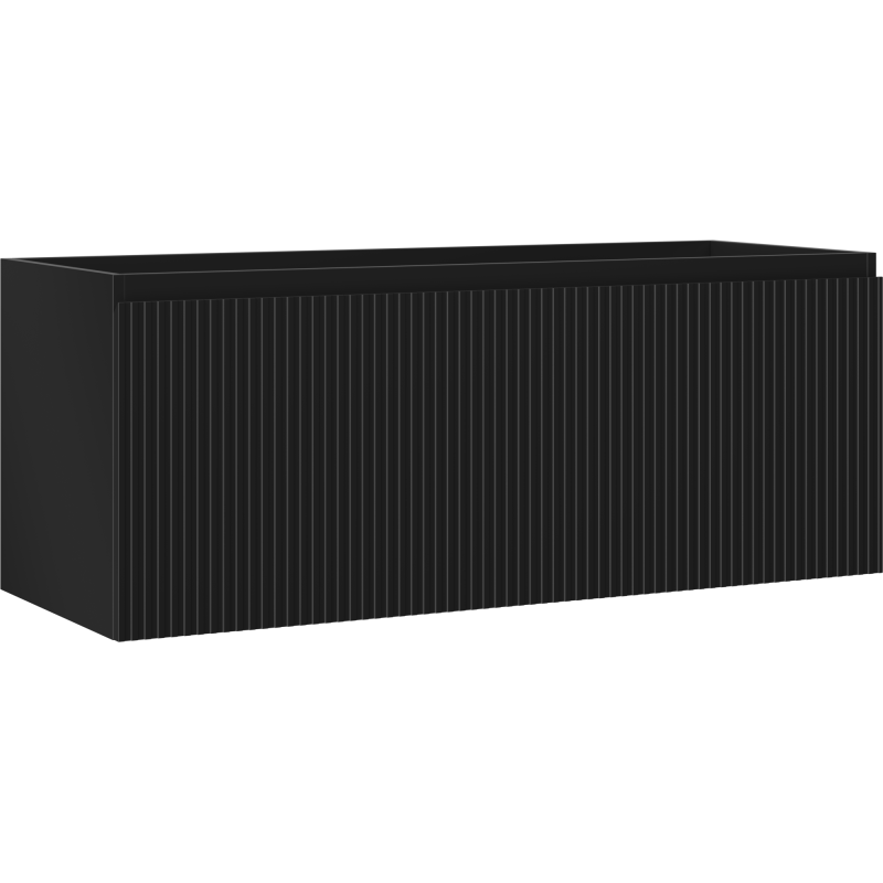 Mexen Rivel szafka łazienkowa podumywalkowa 120 cm, 1 szuflada, ryflowana , czarna mat - 91A20-12047-1-BF71