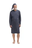 Piżamy damskie - KOSZULA NOCNA MĘSKA 5XL DŁUGI RĘKAW BAWEŁNIANA DLA TATY DZIADKA GRAFITOWA - miniaturka - grafika 1