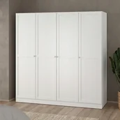 Szafy - Szafa biała matowa 4 drzwiowa pojemna półki drążęk 61x195x200 cm Billund - miniaturka - grafika 1