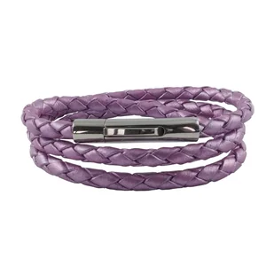 König Design skórzany naszyjnik skórzany pasek skórzana bransoletka 7 mm męski naszyjnik 17 cm - 100 cm pleciony, długość: 20 centymetrów, kolor: fioletowy metalik - Naszyjniki męskie - miniaturka - grafika 1