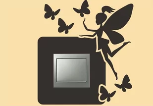 Naklejka pod włącznik z motylkami i wróżką - Naklejki na ścianę - miniaturka - grafika 1