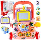 Chodziki - Chodzik Pchacz Znikopis Jeździk Interaktywny Stolik Edukacyjny Różowy - miniaturka - grafika 1