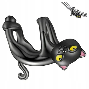 CHARMS czarny KOT srebro S925 koralik beads CH501 - Bransoletki - miniaturka - grafika 1