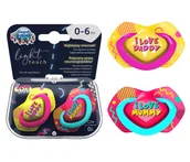 Smoczki uspokajające - CANPOL BABIES SMOCZEK SYMETRYCZNY NEON LOVE 0-6m 2szt. - miniaturka - grafika 1
