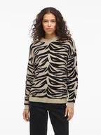 Swetry damskie - Vila Sweter "Vifema" w kolorze beżowo-czarnym - miniaturka - grafika 1