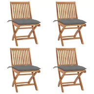 Fotele i krzesła ogrodowe - vidaXL Lumarko Składane krzesła ogrodowe z poduszkami, 4 szt., drewno tekowe! 3072823 - miniaturka - grafika 1