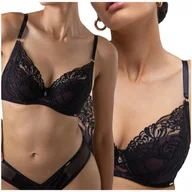 Biustonosze - Biustonosz Alles Truffle Noir P-UP czarny z czekoladą - 70C - miniaturka - grafika 1