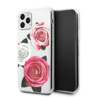 Etui i futerały do telefonów - Guess GUHCN58ROSTRT iPhone 11 Pro transparent hardcase Flower Desire Pink & White Rose - miniaturka - grafika 1