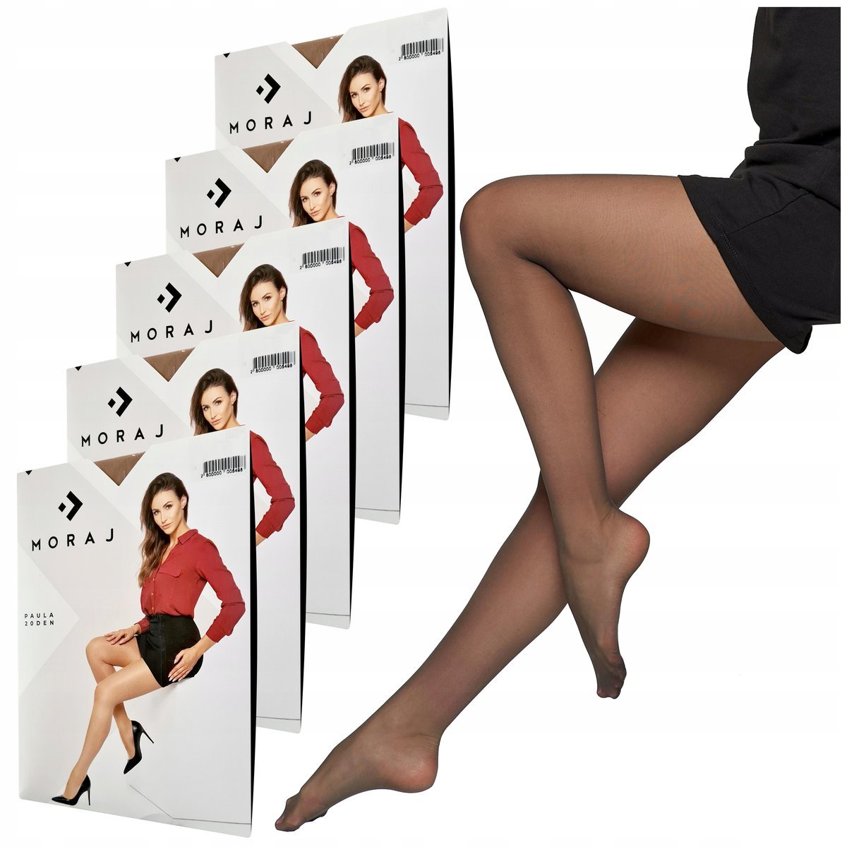 5x RAJSTOPY DAMSKIE Szare Kolor Grafit LYCRA 20 DEN MORAJ r. 2