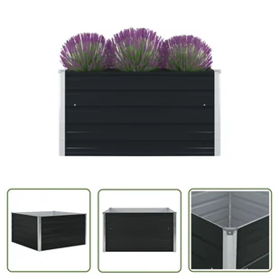 The Living Store Donica do podniesionej rabaty - 100x100x45 cm - stal - antracytowa - Skrzynia Do Podniesionej Grządki - Donice - miniaturka - grafika 1